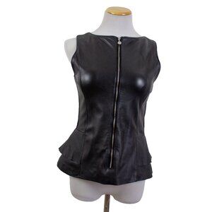 White House Black Market Black Genuine Leather Bodice Top